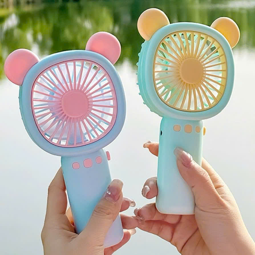 Quạt Cầm Tay Màu Pastel Có 2 Lỗ Tai