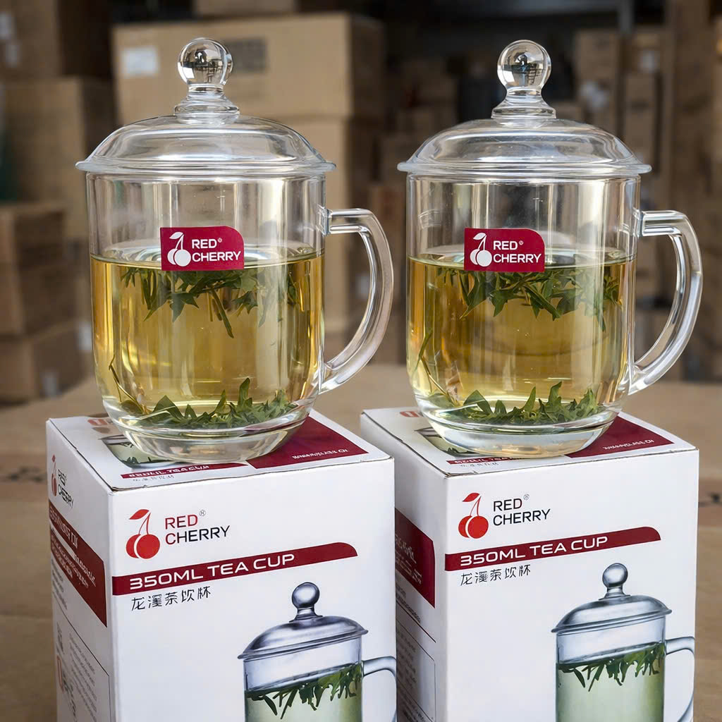 Ly Thủy Tinh RED CHERRY Có Nắp 102