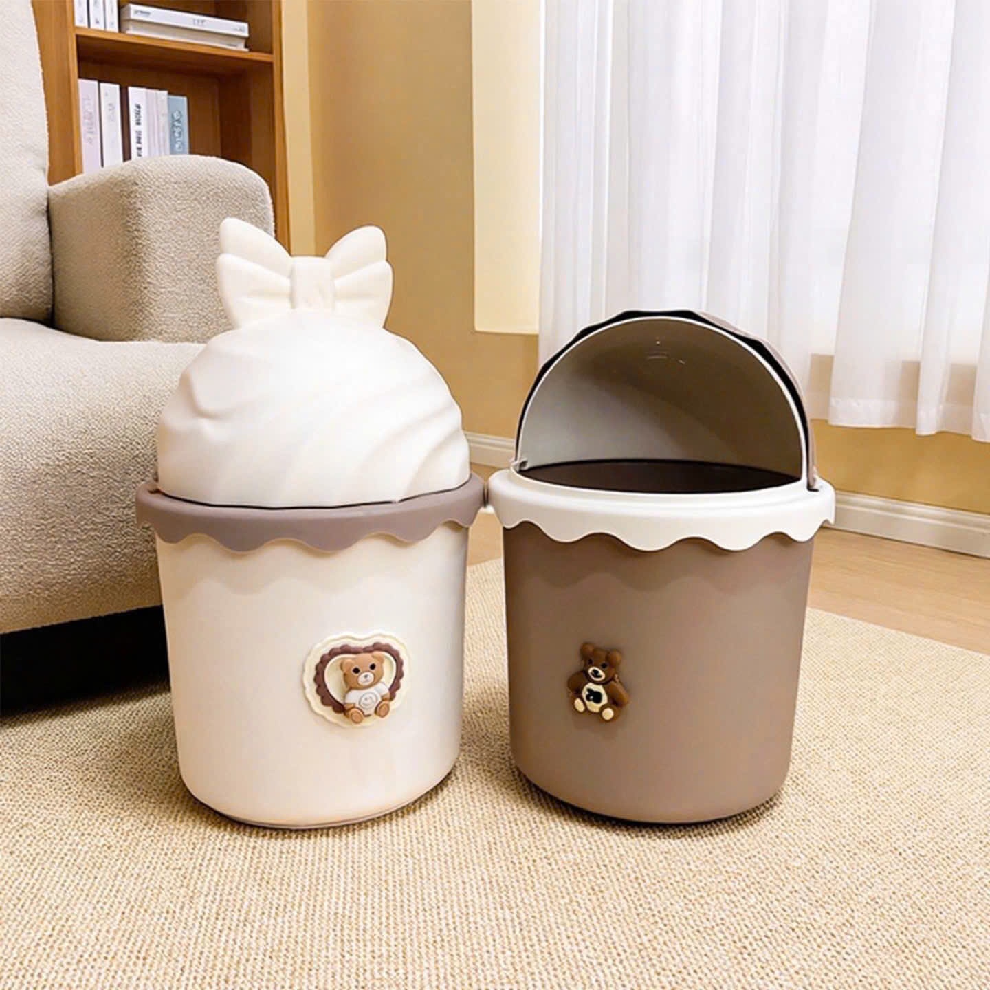 Thùng Rác Để Bàn Nắp HÌNH NƠ